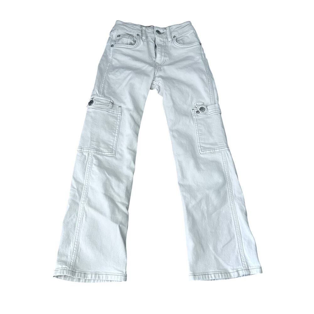 Zara Girls Size 9 Off-White Cream Stretch Cargo Jeans